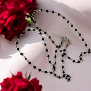 Black rhinestone and Silver Necklace